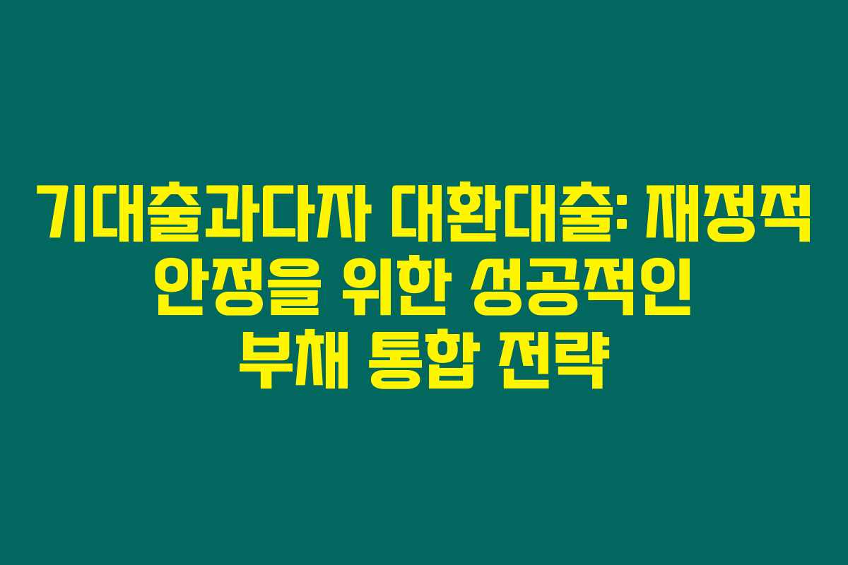 기대출과다자 대환대출: 재정적 안정을 위한 성공적인 부채 통합 전략