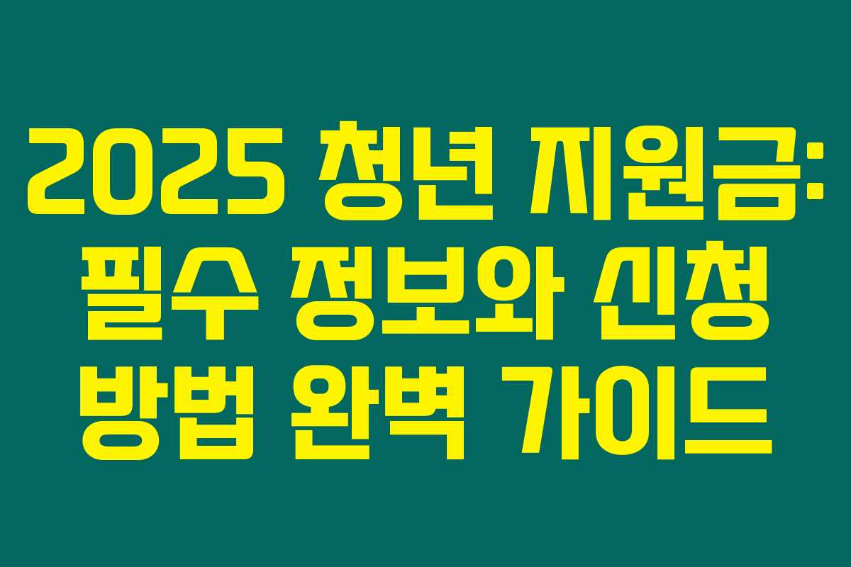 2025 청년 지원금: 필수 정보와 신청 방법 완벽 가이드