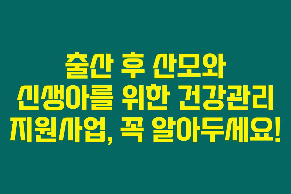 출산 후 산모와 신생아를 위한 건강관리 지원사업, 꼭 알아두세요!
