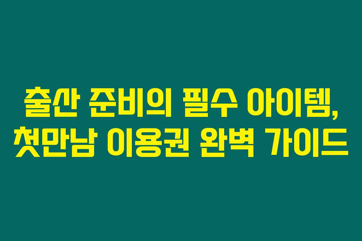 출산 준비의 필수 아이템, 첫만남 이용권 완벽 가이드