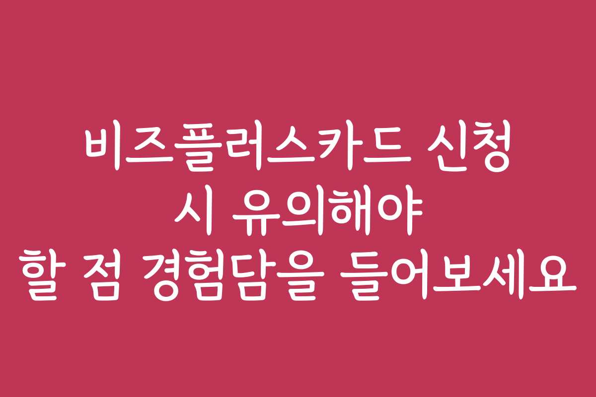 비즈플러스카드 신청 시 유의해야 할 점 경험담을 들어보세요