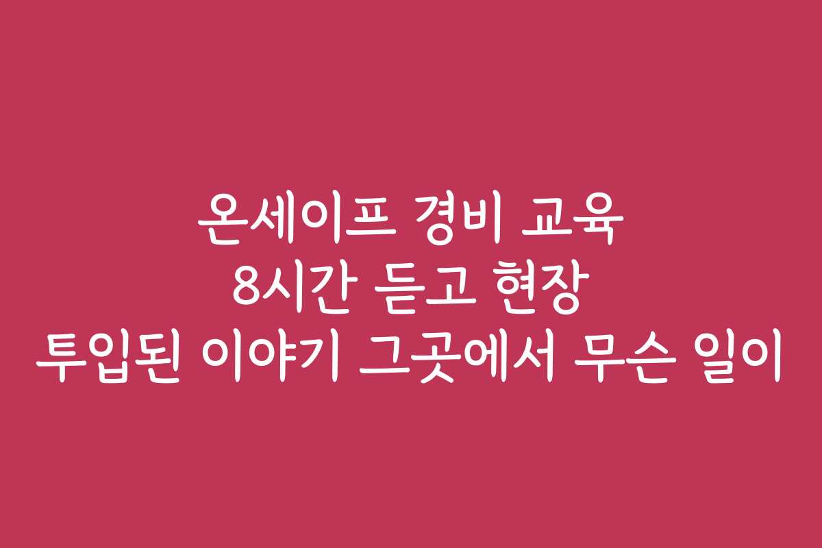 온세이프 경비 교육 8시간 듣고 현장 투입된 이야기 그곳에서 무슨 일이