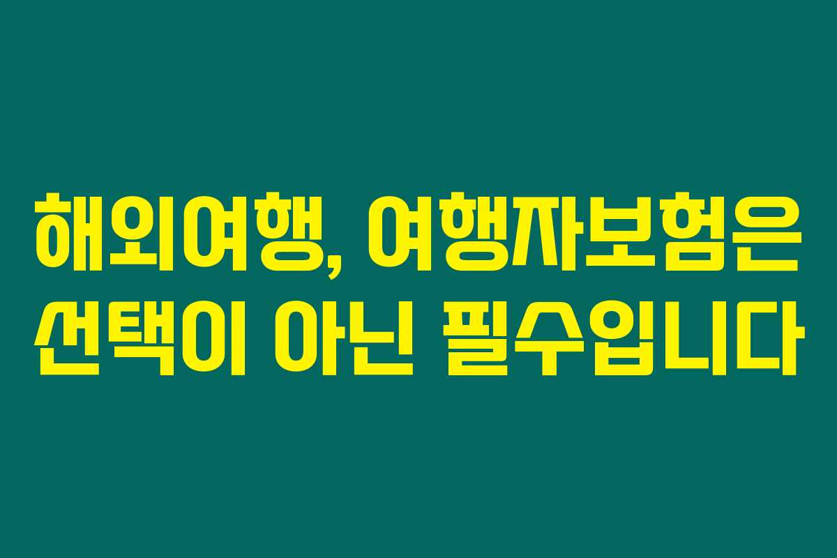 해외여행, 여행자보험은 선택이 아닌 필수입니다