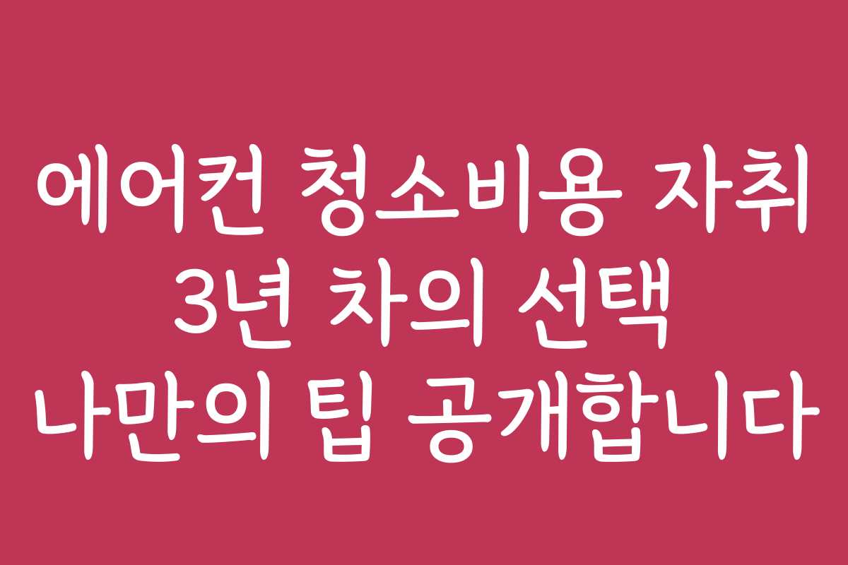 에어컨 청소비용 자취 3년 차의 선택 나만의 팁 공개합니다