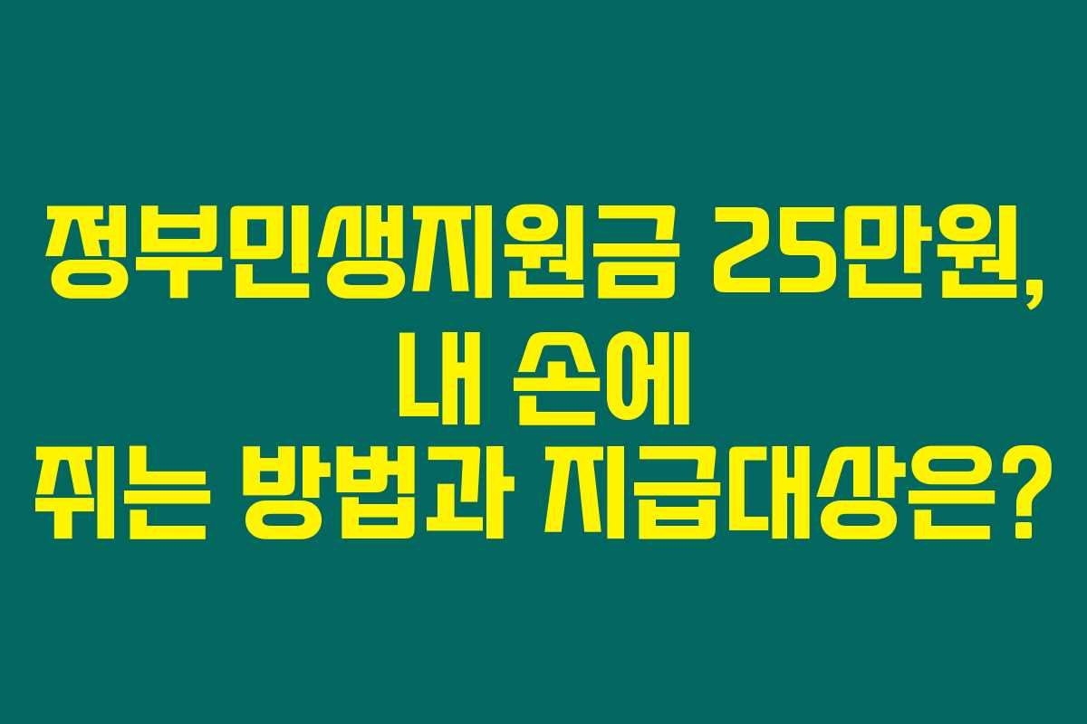 정부민생지원금 25만원, 내 손에 쥐는 방법과 지급대상은?