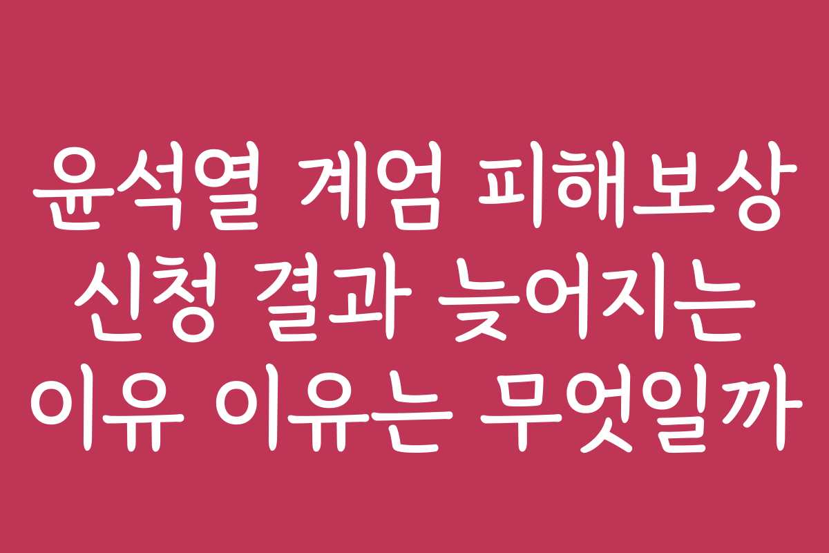 윤석열 계엄 피해보상 신청 결과 늦어지는 이유 이유는 무엇일까
