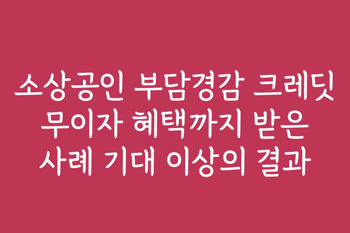 소상공인 부담경감 크레딧 무이자 혜택까지 받은 사례 기대 이상의 결과 소상공인 부담경감 크레딧 무이자 혜택까지 받은 사례 기대 이상의 결과