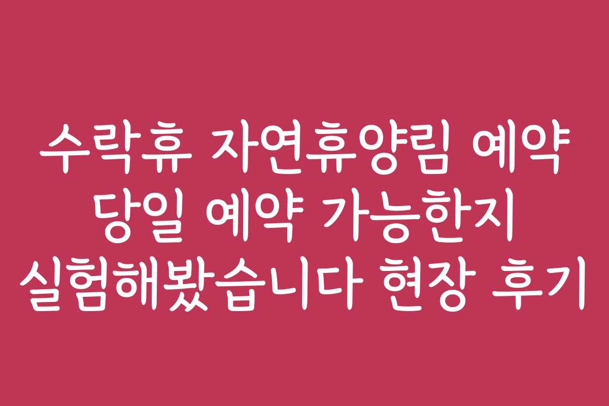 수락휴 자연휴양림 예약 당일 예약 가능한지 실험해봤습니다 현장 후기 수락휴 자연휴양림 예약 당일 예약 가능한지 실험해봤습니다 현장 후기
