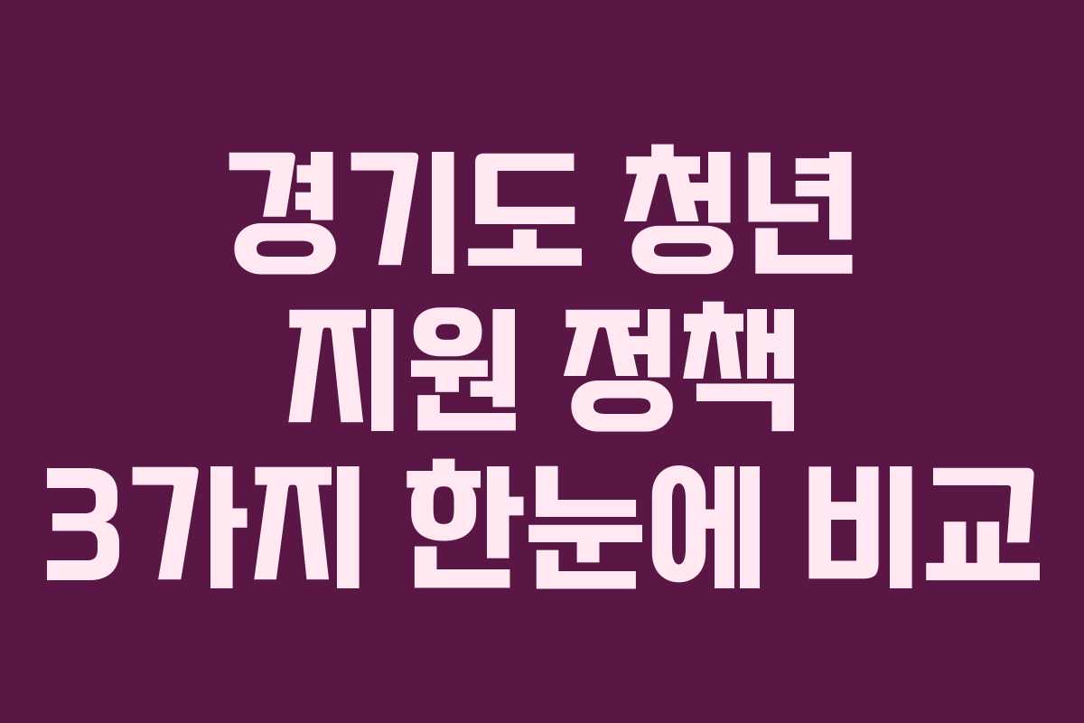 경기도 청년 지원 정책 3가지 한눈에 비교