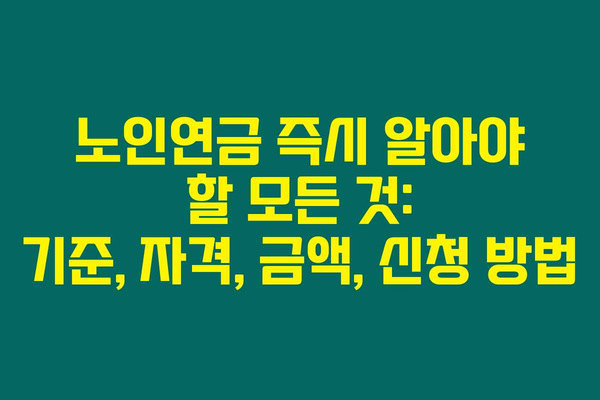 노인연금 즉시 알아야 할 모든 것: 기준, 자격, 금액, 신청 방법