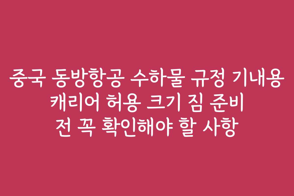 중국 동방항공 수하물 규정 기내용 캐리어 허용 크기 짐 준비 전 꼭 확인해야 할 사항