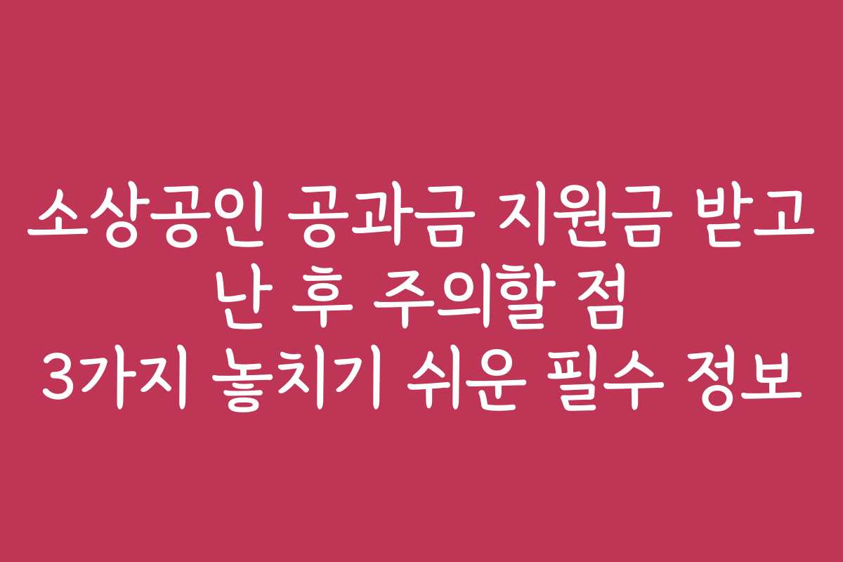소상공인 공과금 지원금 받고 난 후 주의할 점 3가지 놓치기 쉬운 필수 정보 소상공인 공과금 지원금 받고 난 후 주의할 점 3가지 놓치기 쉬운 필수 정보