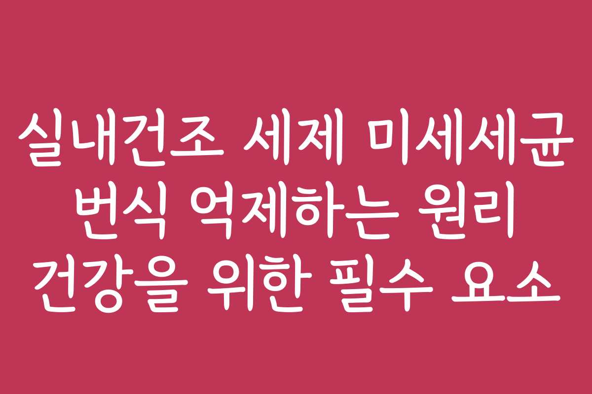 실내건조 세제 미세세균 번식 억제하는 원리 건강을 위한 필수 요소