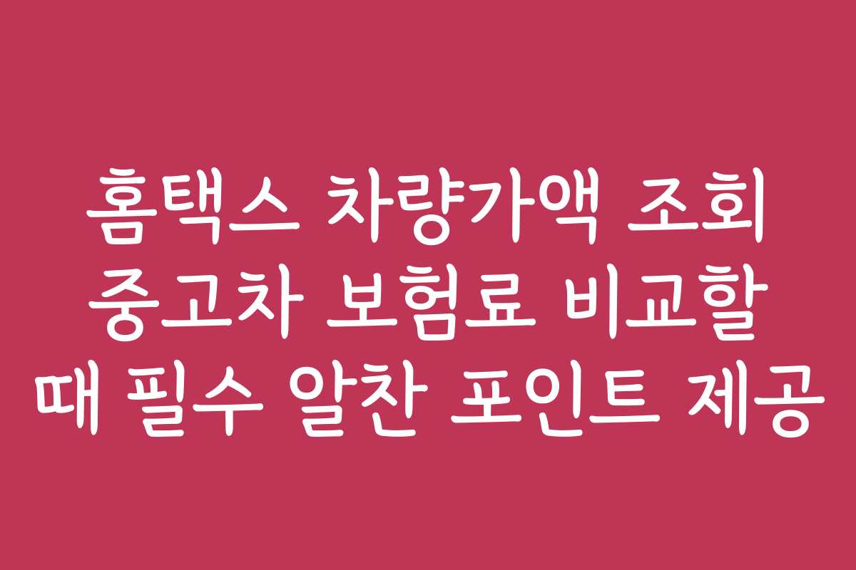 홈택스 차량가액 조회 중고차 보험료 비교할 때 필수 알찬 포인트 제공