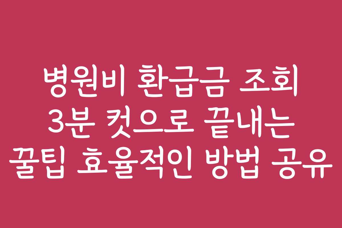 병원비 환급금 조회 3분 컷으로 끝내는 꿀팁 효율적인 방법 공유
