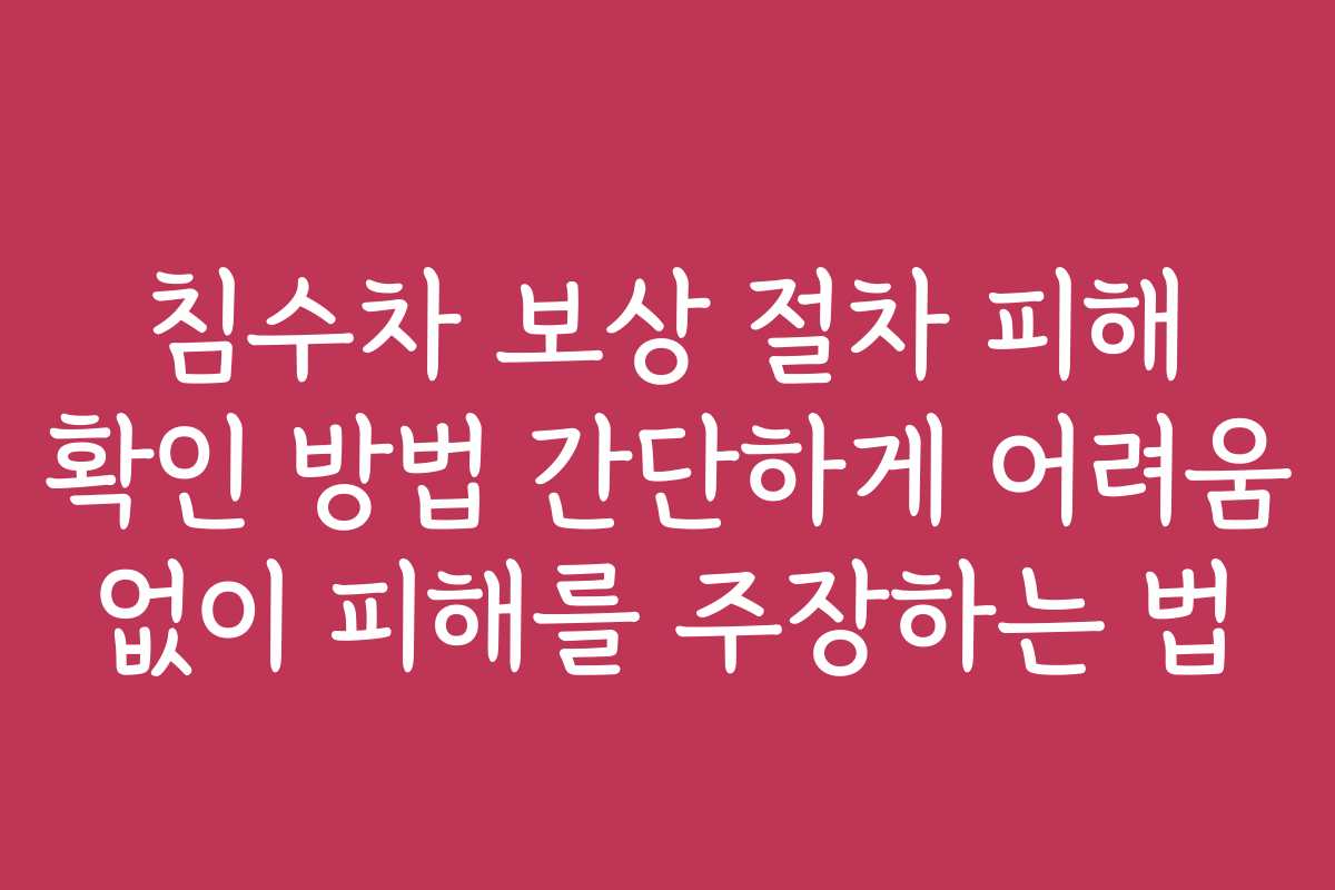 침수차 보상 절차 피해 확인 방법 간단하게 어려움 없이 피해를 주장하는 법