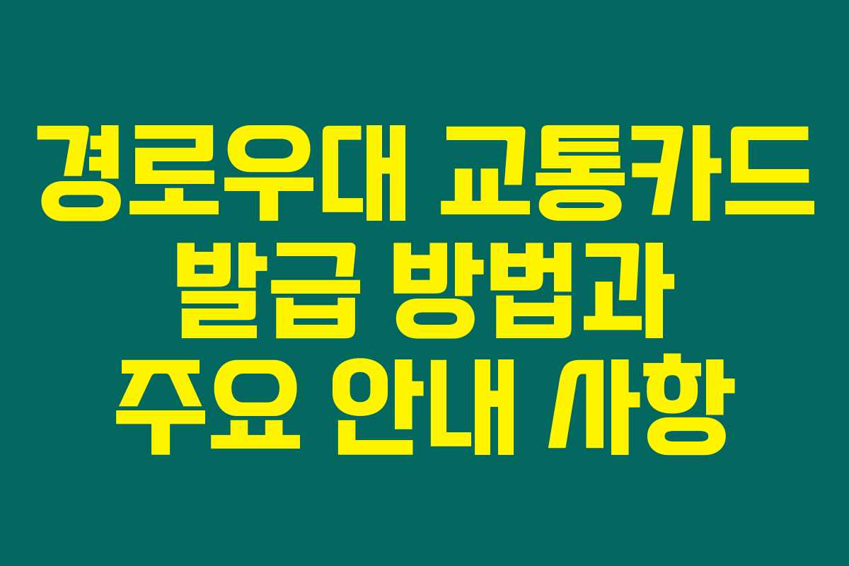 경로우대 교통카드 발급 방법과 주요 안내 사항