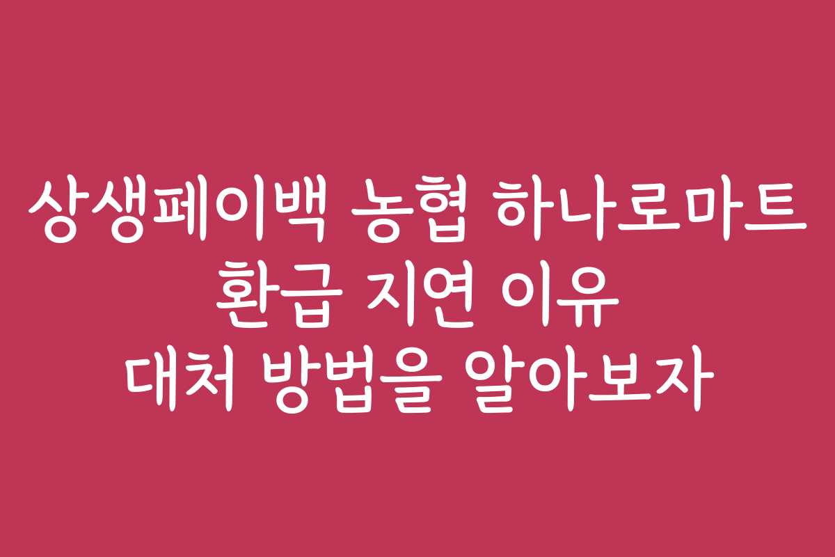 상생페이백 농협 하나로마트 환급 지연 이유 대처 방법을 알아보자