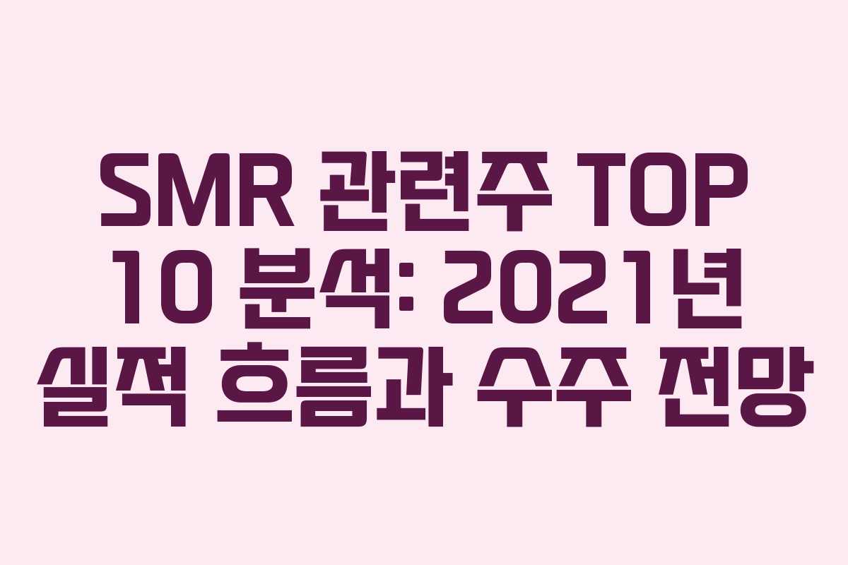 SMR 관련주 TOP 10 분석: 2021년 실적 흐름과 수주 전망