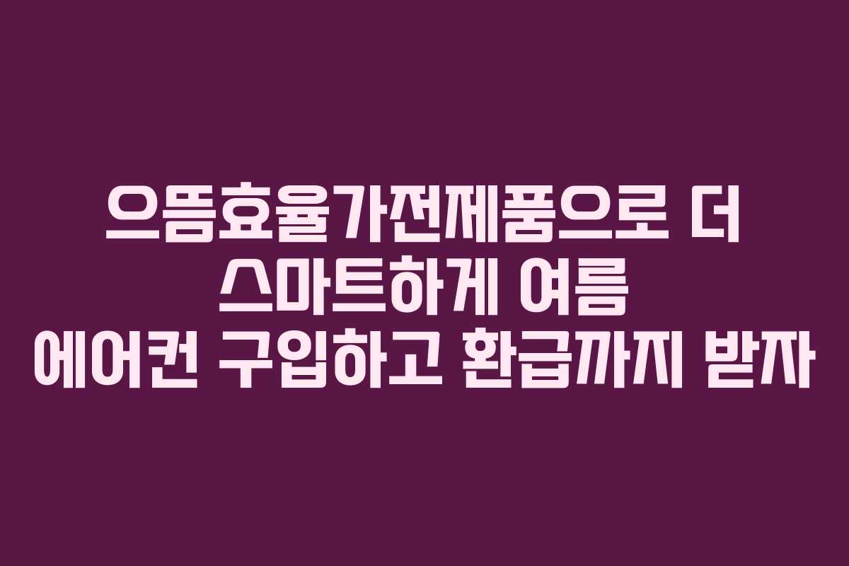 으뜸효율가전제품으로 더 스마트하게 여름 에어컨 구입하고 환급까지 받자