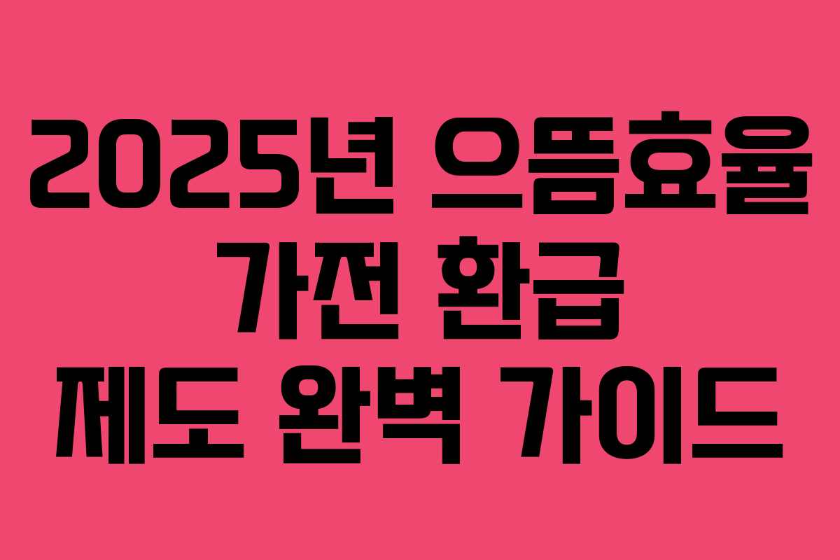 2025년 으뜸효율 가전 환급 제도 완벽 가이드