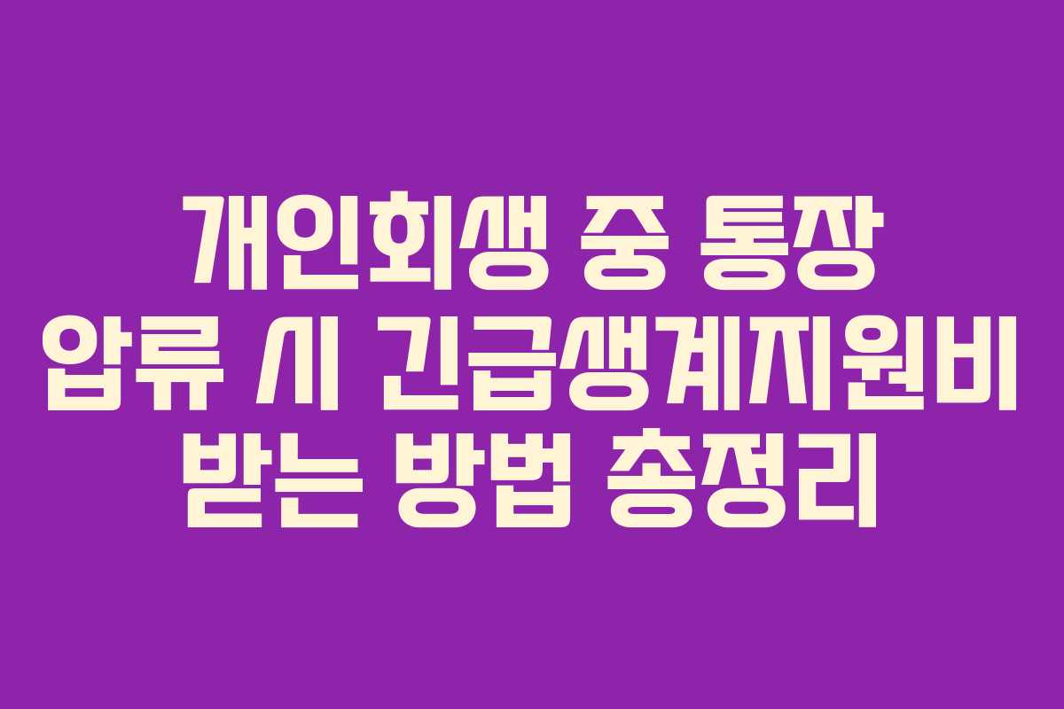개인회생 중 통장 압류 시 긴급생계지원비 받는 방법 총정리