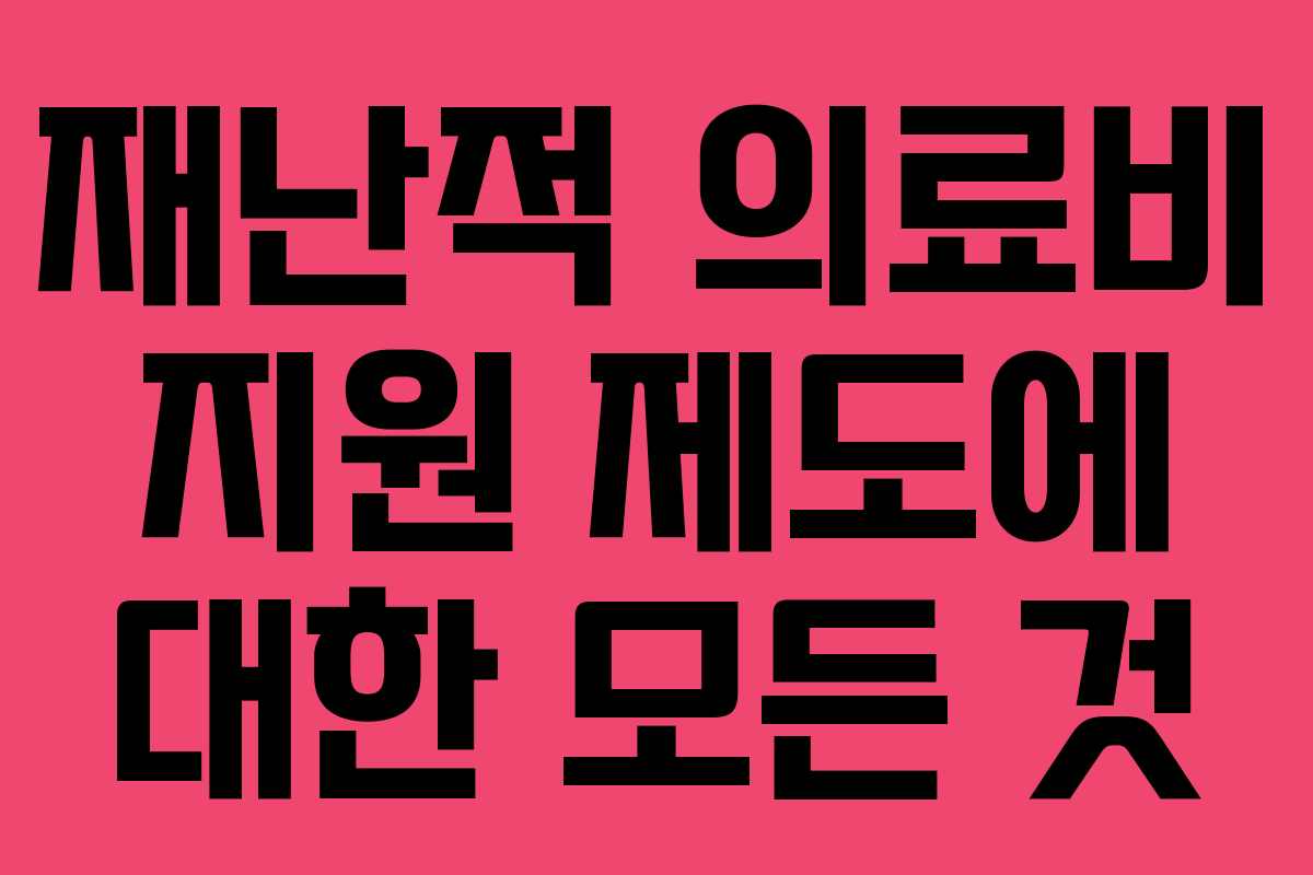 재난적 의료비 지원 제도에 대한 모든 것