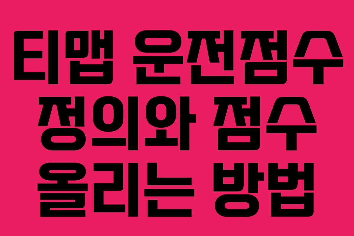 티맵 운전점수 정의와 점수 올리는 방법