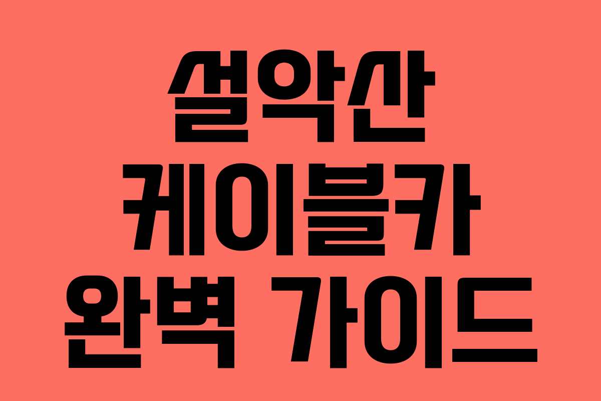 설악산 케이블카 완벽 가이드