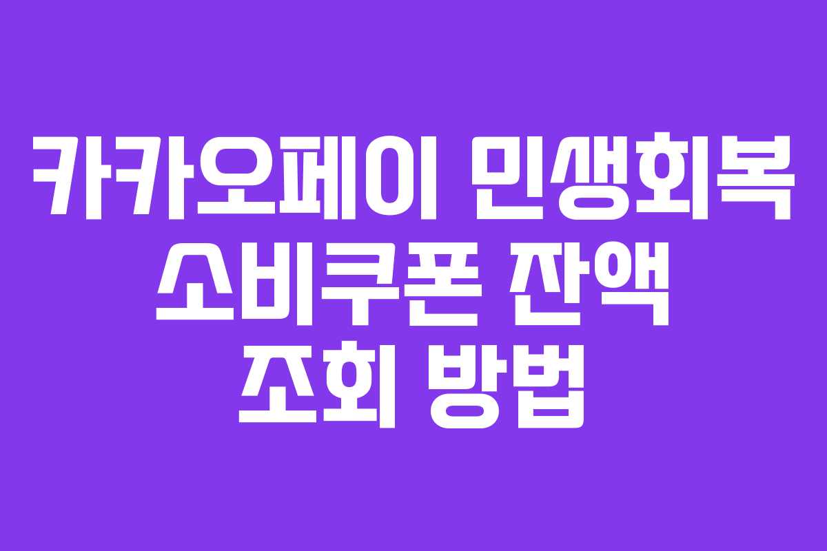 카카오페이 민생회복 소비쿠폰 잔액 조회 방법