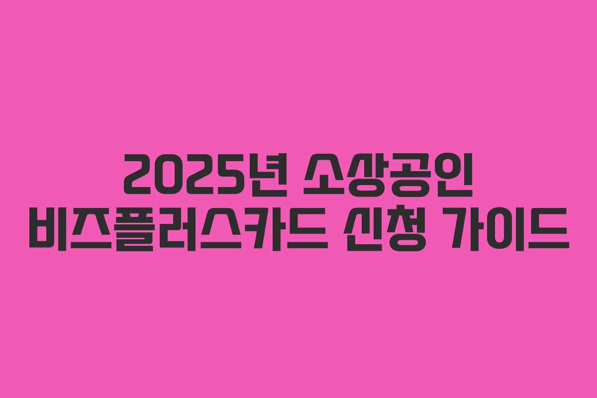 2025년 소상공인 비즈플러스카드 신청 가이드