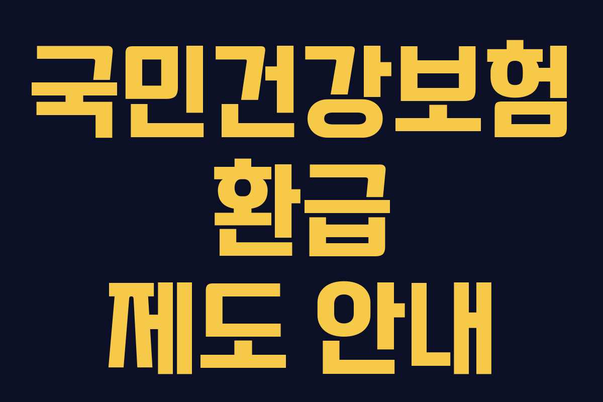 국민건강보험 환급 제도 안내