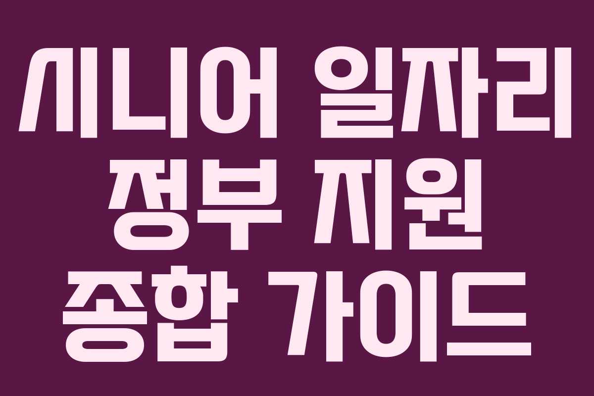 시니어 일자리 정부 지원 종합 가이드