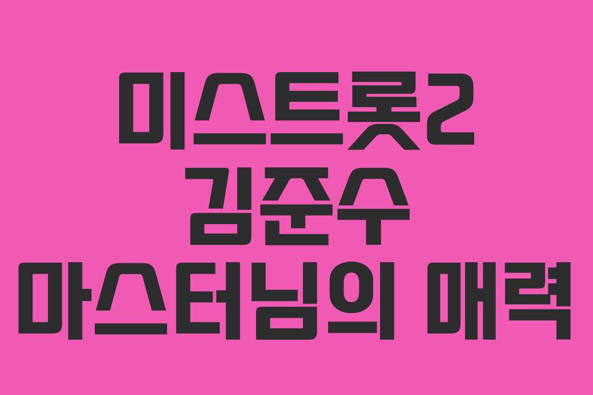 미스트롯2 김준수 마스터님의 매력