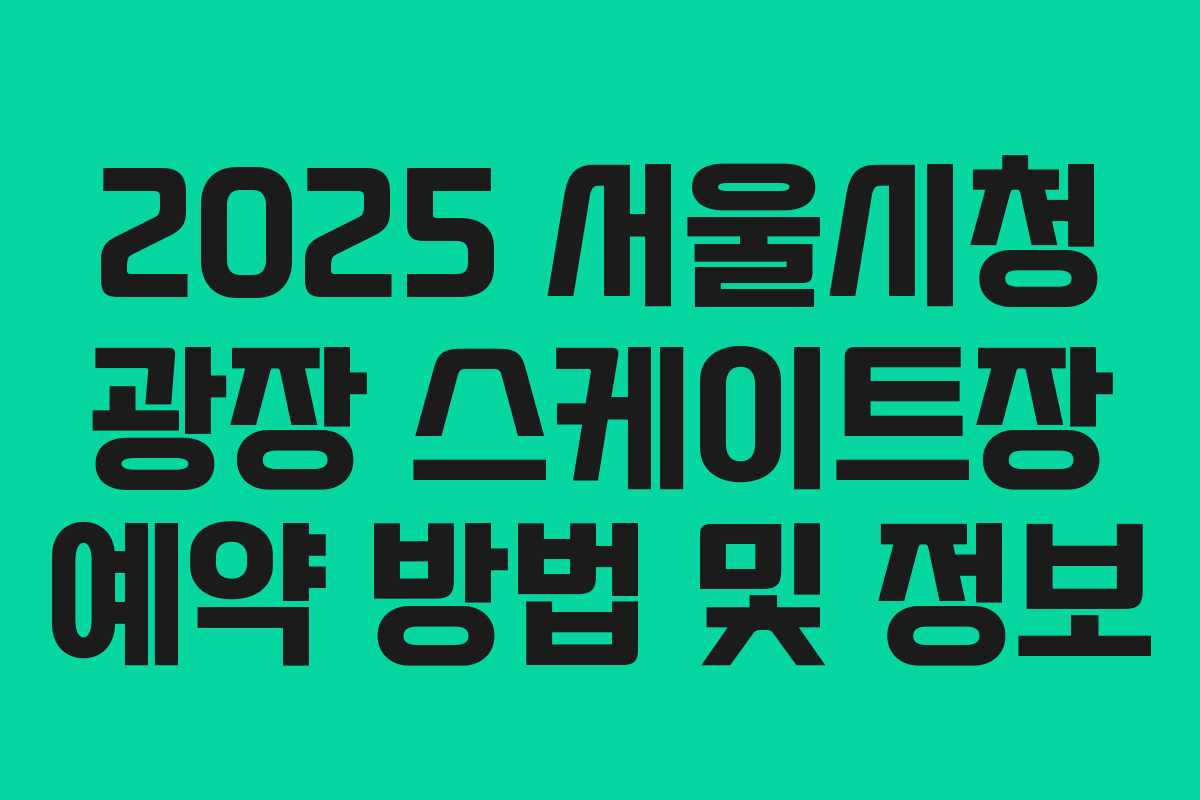 2025 서울시청 광장 스케이트장 예약 방법 및 정보