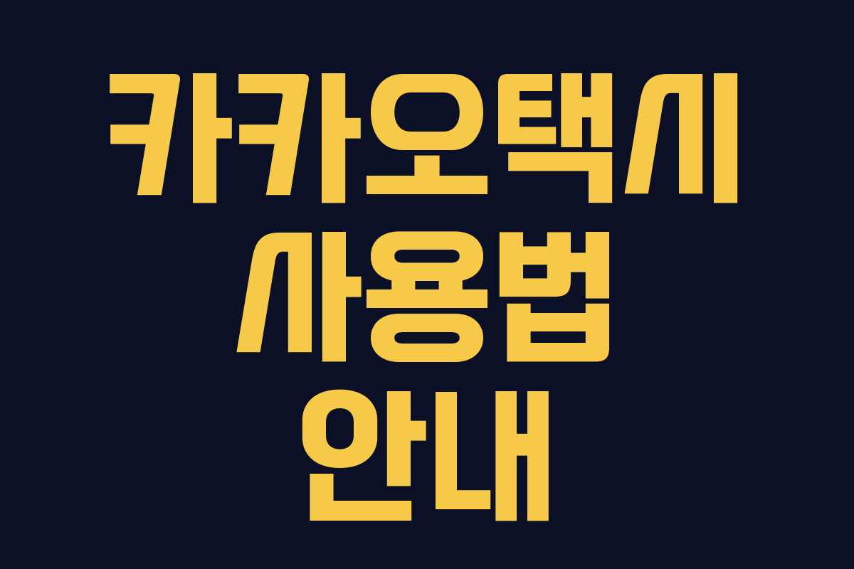 카카오택시 사용법 안내