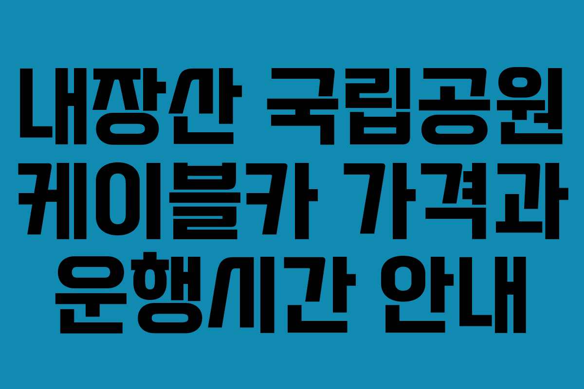 내장산 국립공원 케이블카 가격과 운행시간 안내