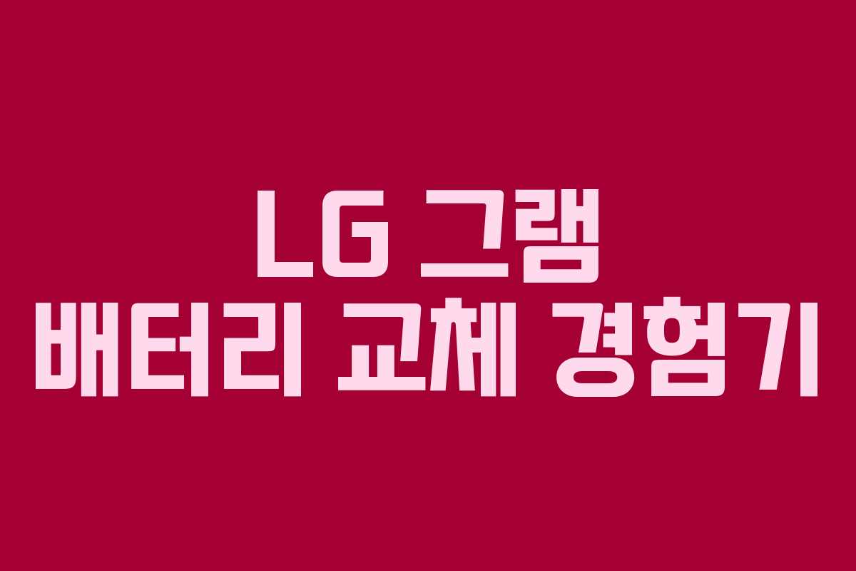 LG 그램 배터리 교체 경험기