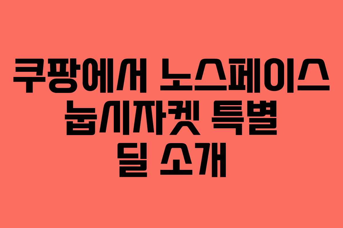 쿠팡에서 노스페이스 눕시자켓 특별 딜 소개