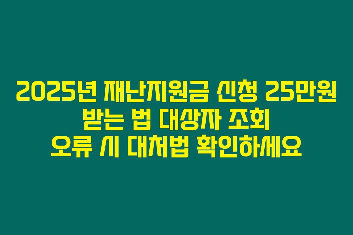 2025년 재난지원금 신청 25만원 받는 법 대상자 조회 오류 시 대처법 확인하세요