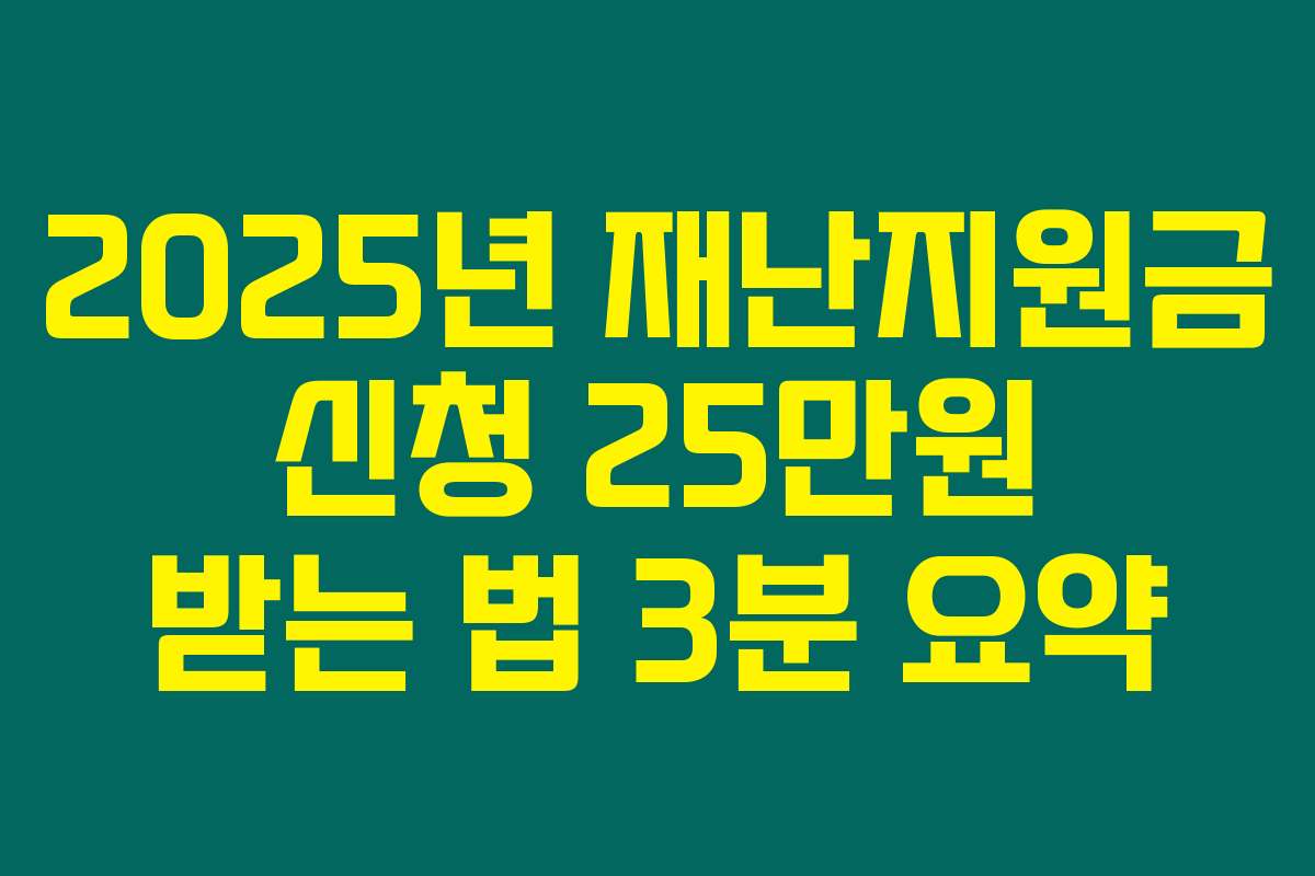 2025년 재난지원금 신청 25만원 받는 법 3분 요약