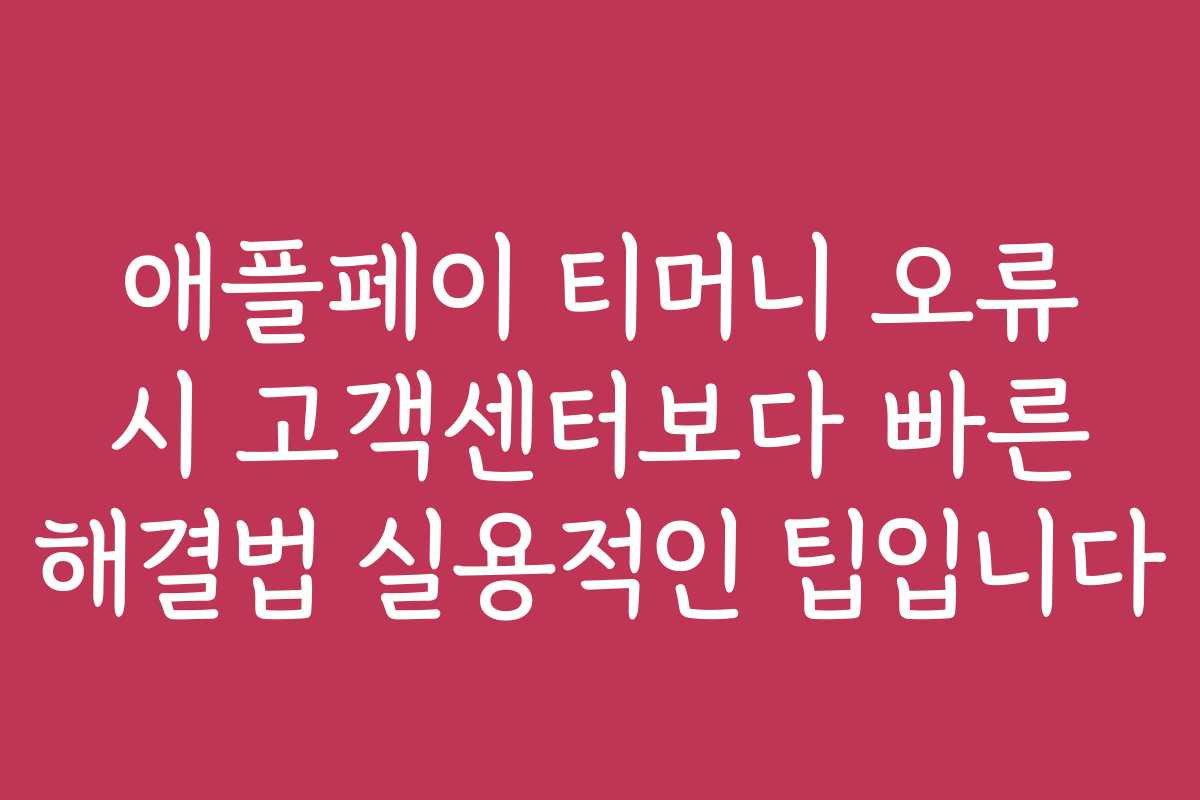 애플페이 티머니 오류 시 고객센터보다 빠른 해결법 실용적인 팁입니다