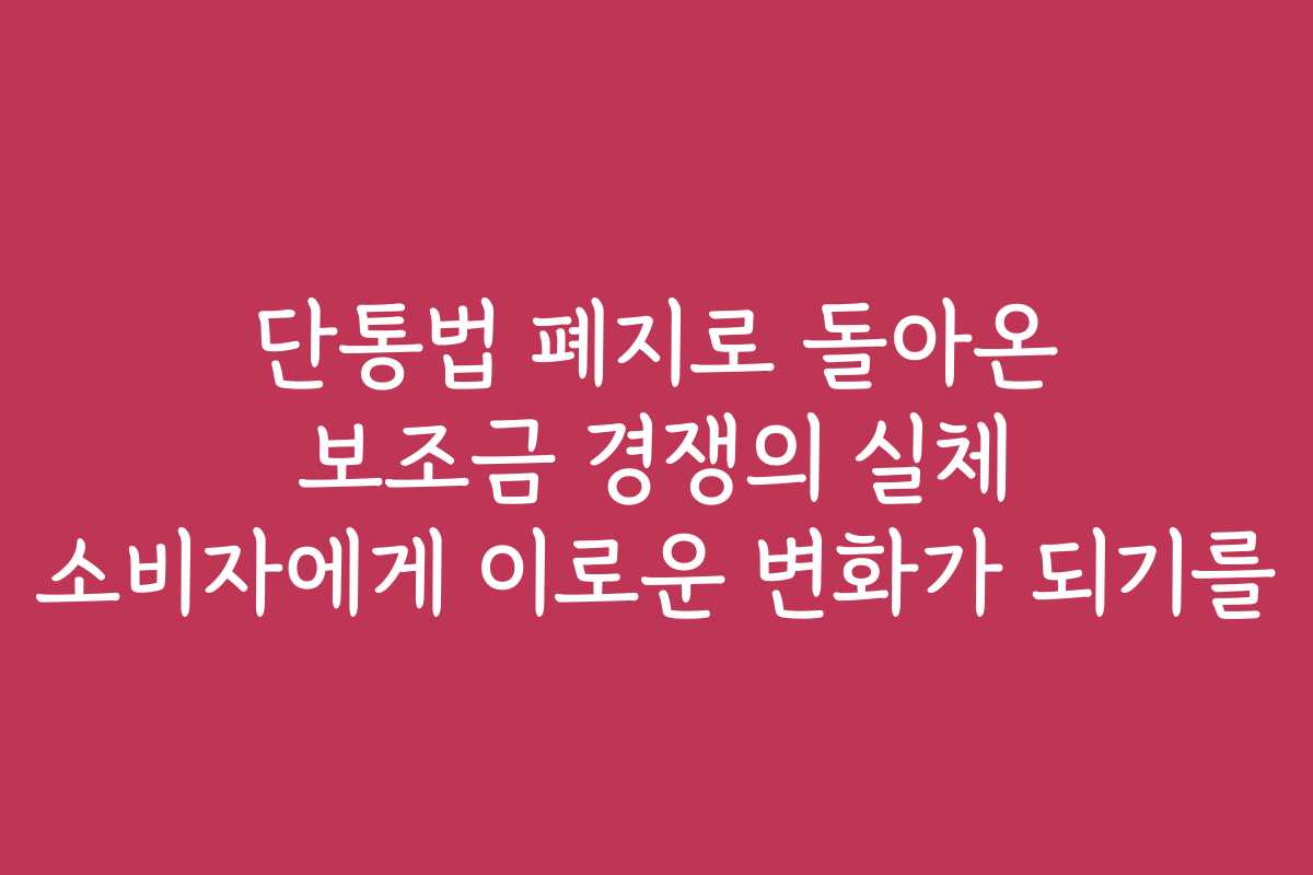 단통법 폐지로 돌아온 보조금 경쟁의 실체 소비자에게 이로운 변화가 되기를