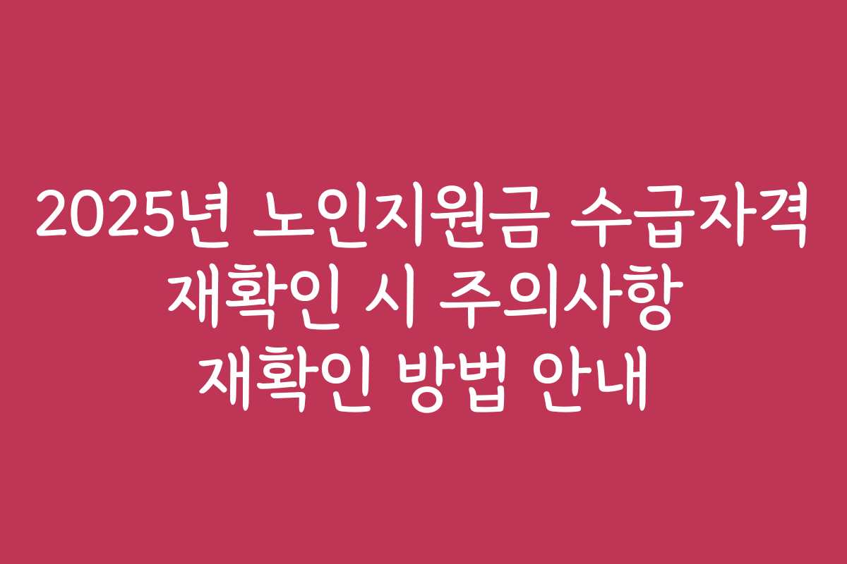 2025년 노인지원금 수급자격 재확인 시 주의사항 재확인 방법 안내