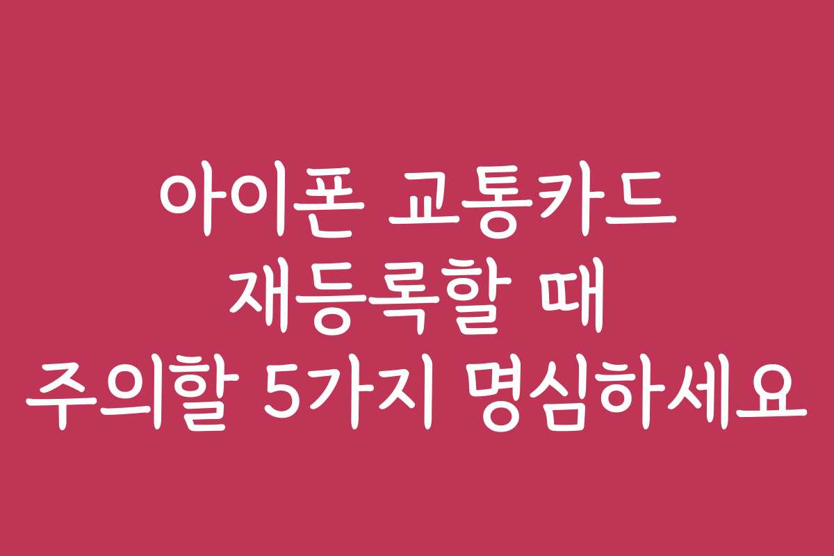 아이폰 교통카드 재등록할 때 주의할 5가지 명심하세요