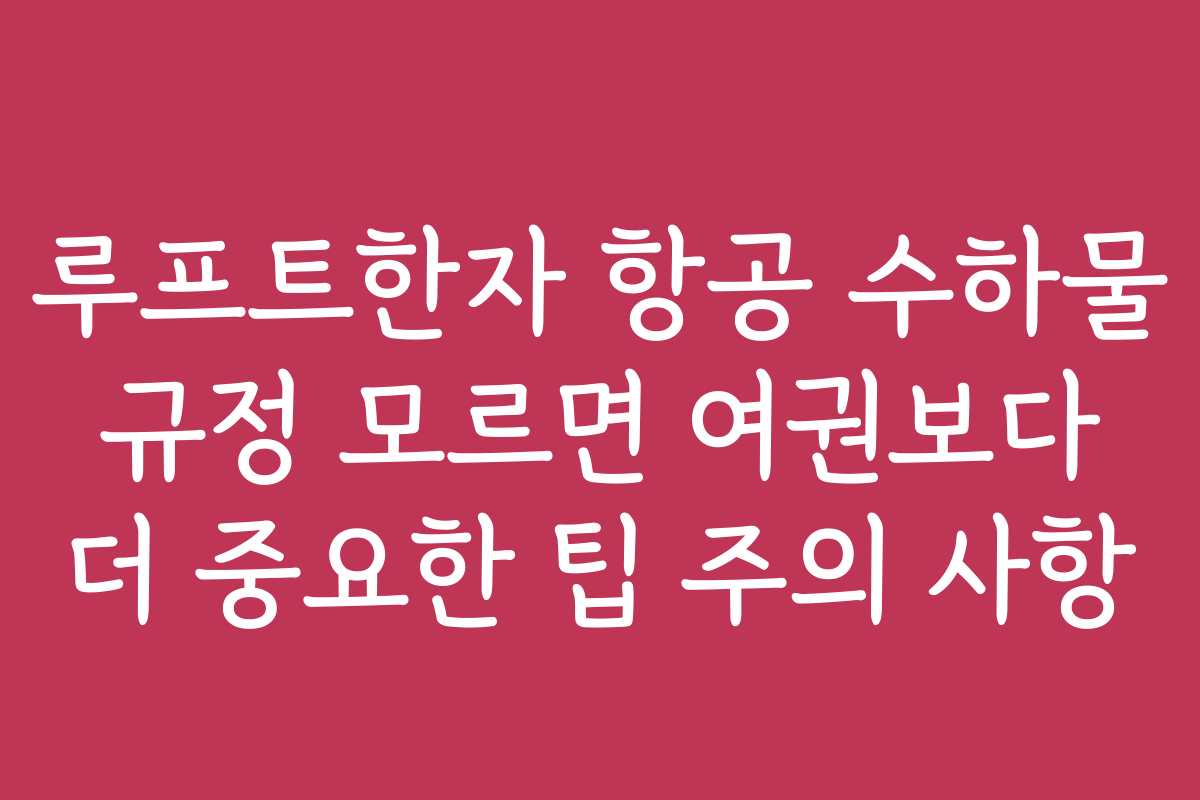 루프트한자 항공 수하물 규정 모르면 여권보다 더 중요한 팁 주의 사항