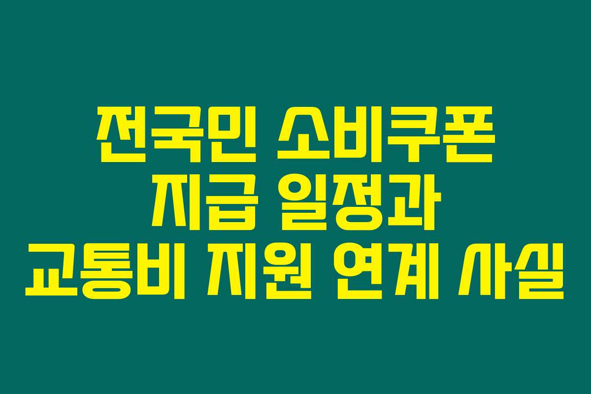 전국민 소비쿠폰 지급 일정과 교통비 지원 연계 사실