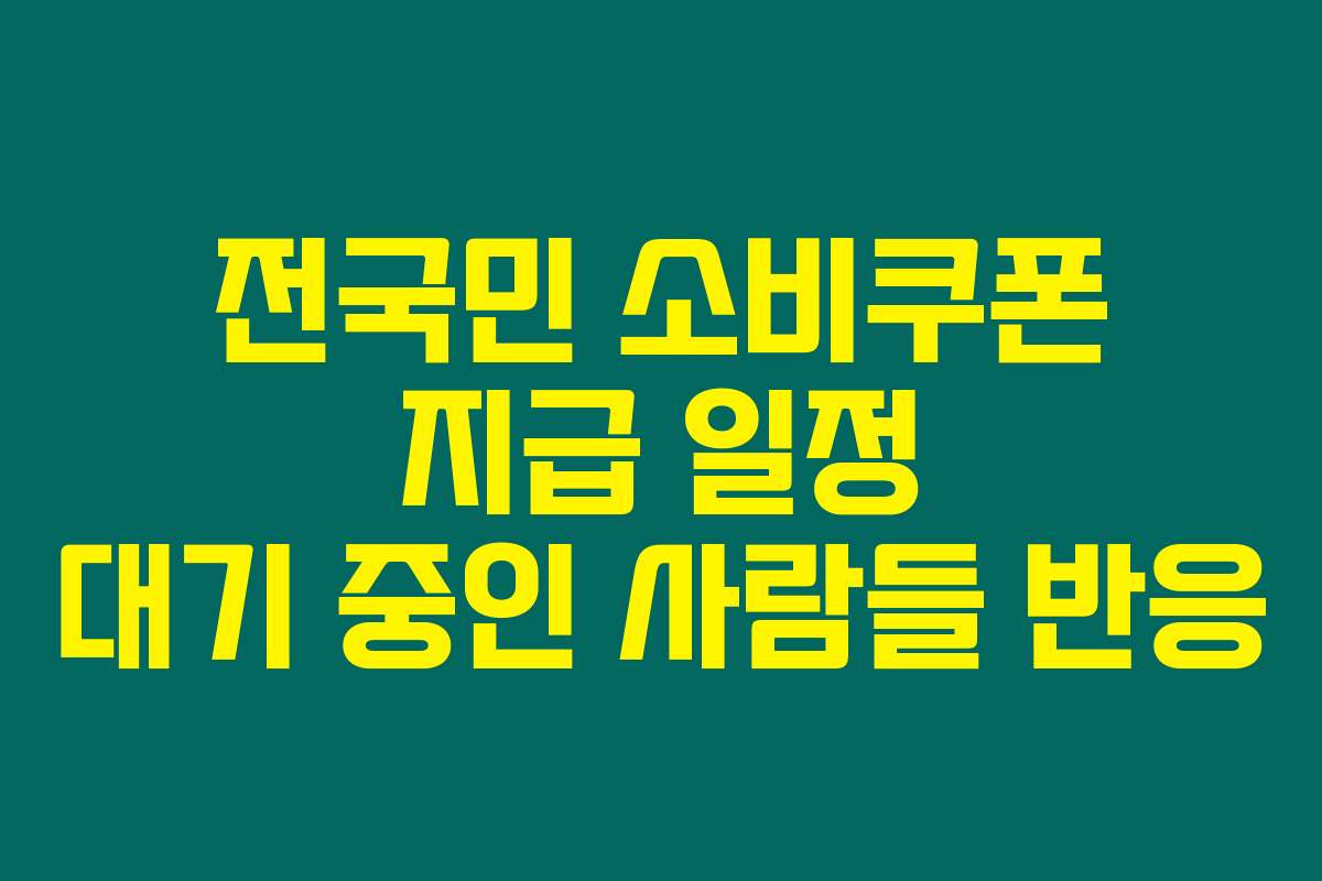 전국민 소비쿠폰 지급 일정 대기 중인 사람들 반응