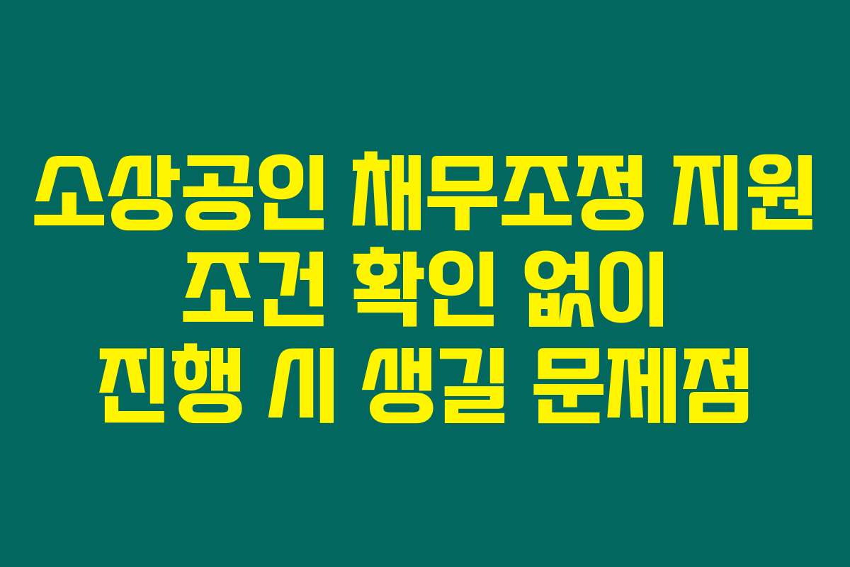 소상공인 채무조정 지원 조건 확인 없이 진행 시 생길 문제점
