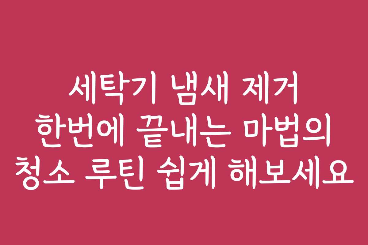 세탁기 냄새 제거 한번에 끝내는 마법의 청소 루틴 쉽게 해보세요